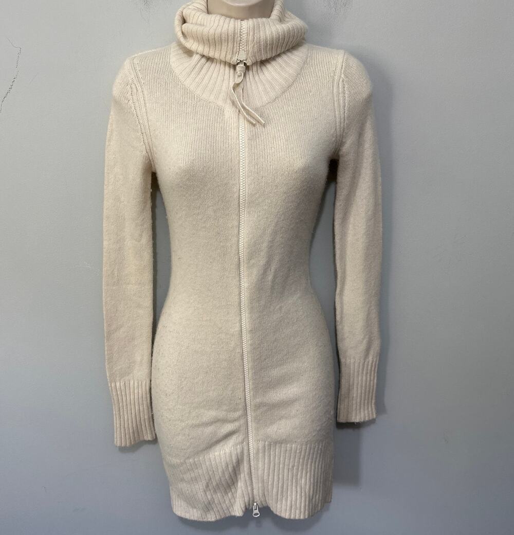 Vintage Old Navy Sweater Dress XS Cream Wool Angora Blend Cowl Neck Y2K Coquette